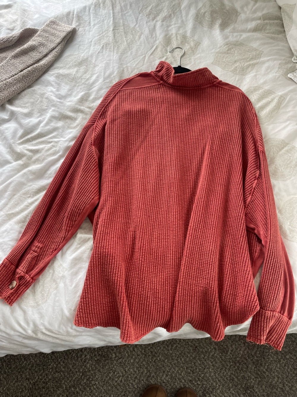 Free People Rust Button-Front Ribbed Cardigan - Picture 3 of 4